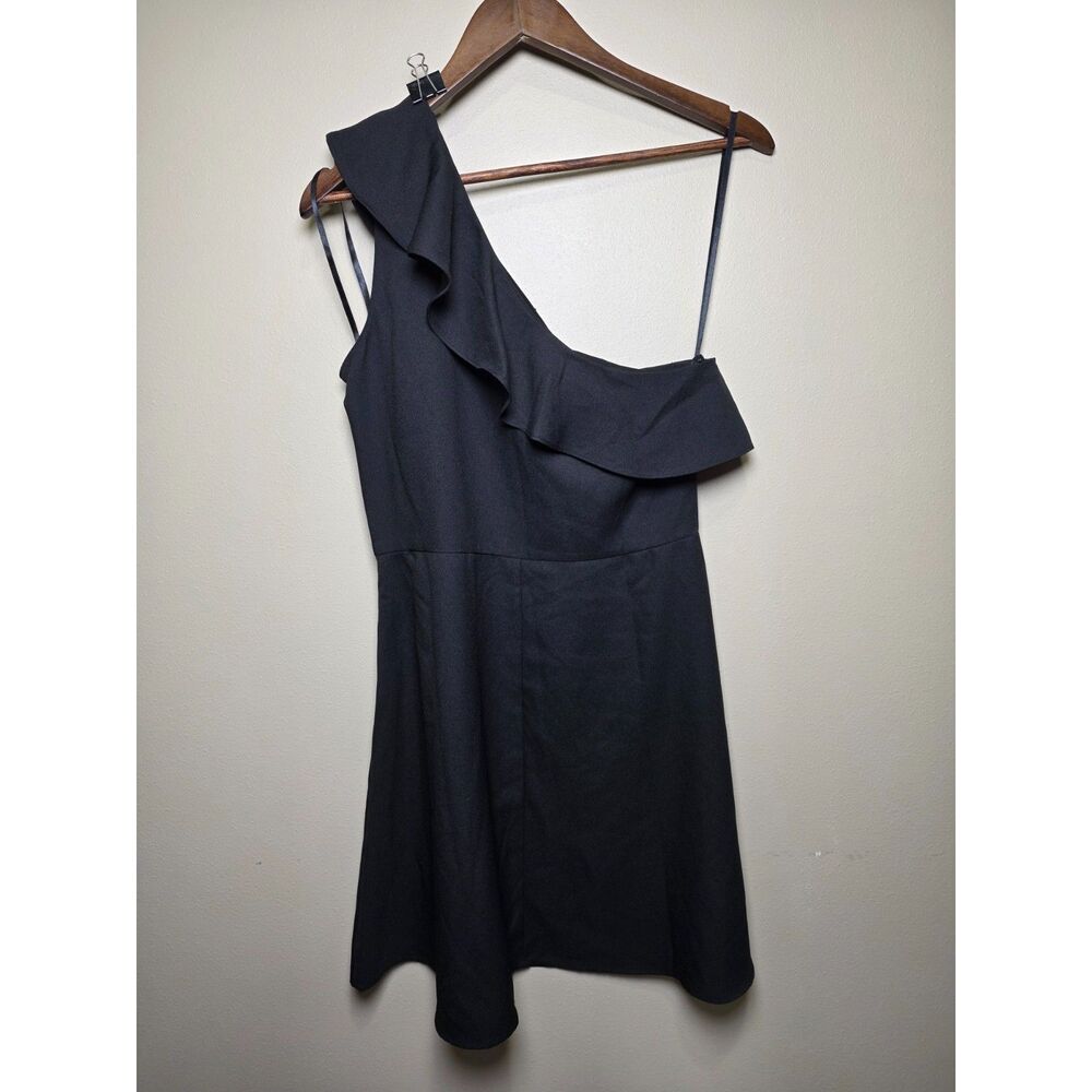Banana Republic One Shoulder Ruffle Black Cocktail Dress Women's Size 8 Elegant - Picture 3 of 8